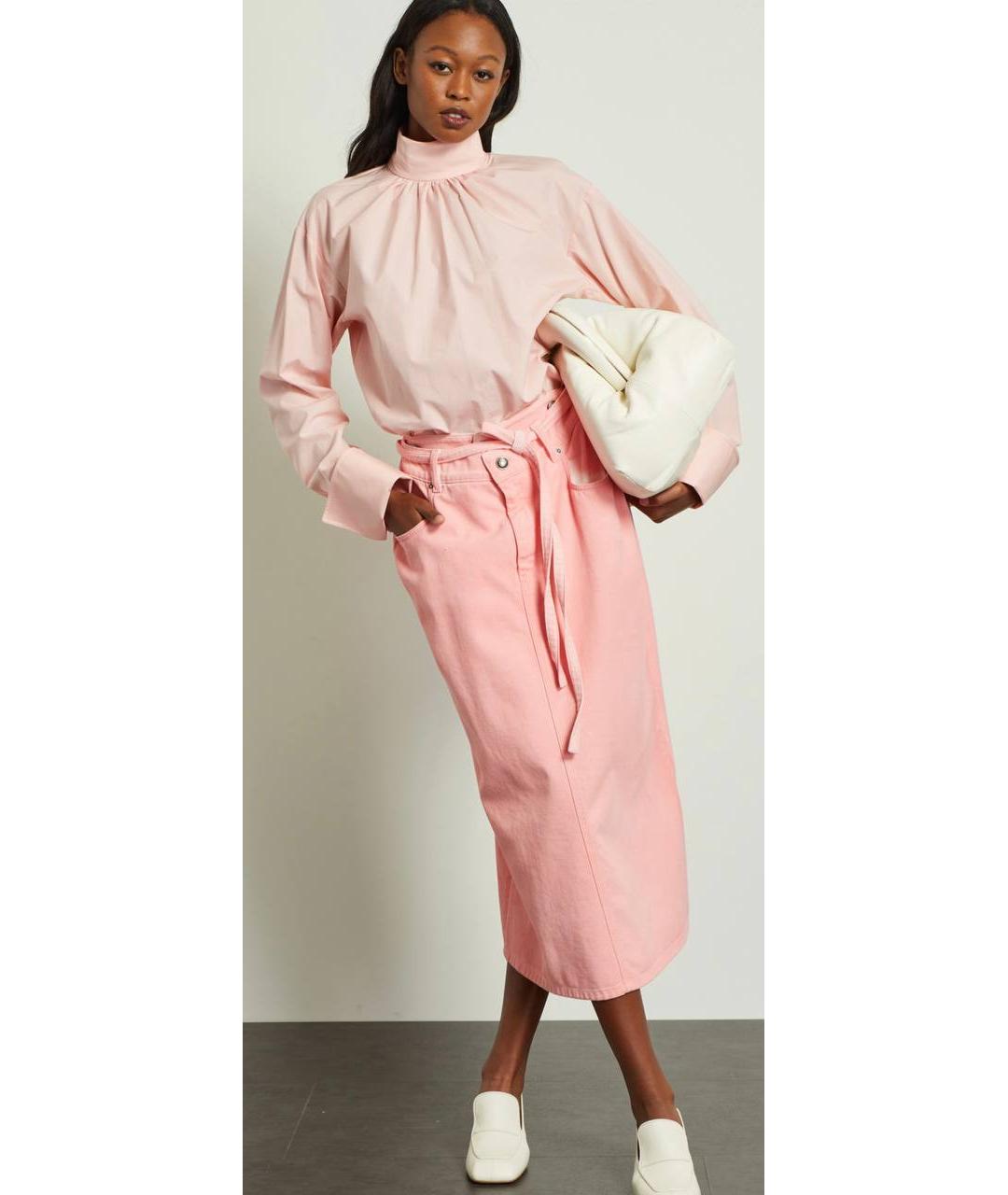 MAX MARA Розовая хлопковая юбка макси, фото 5