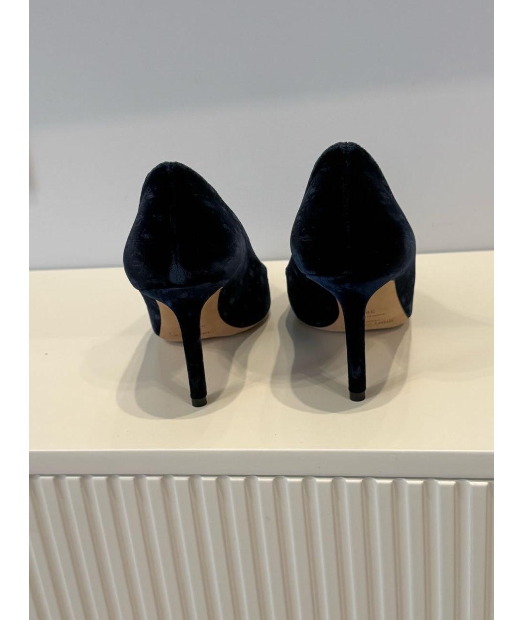 JIMMY CHOO Темно-синие бархатные туфли, фото 4