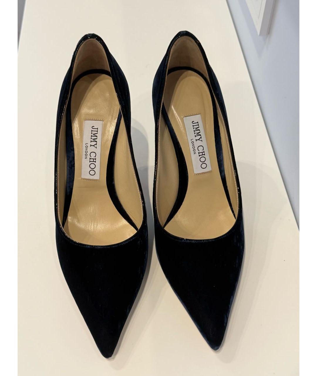 JIMMY CHOO Темно-синие бархатные туфли, фото 2