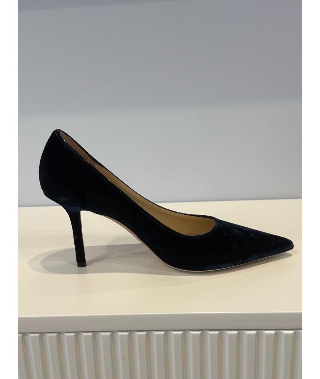JIMMY CHOO Темно-синие бархатные туфли, фото 7