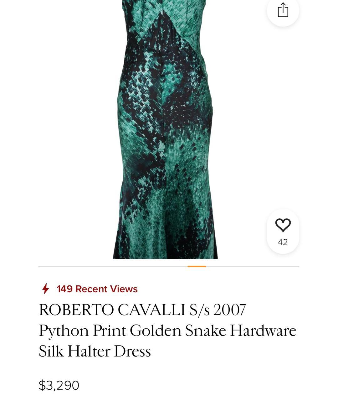 ROBERTO CAVALLI Зеленое шелковое платье, фото 8