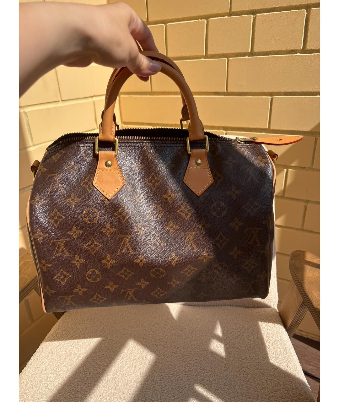 LOUIS VUITTON Коричневая канва сумка с короткими ручками, фото 5
