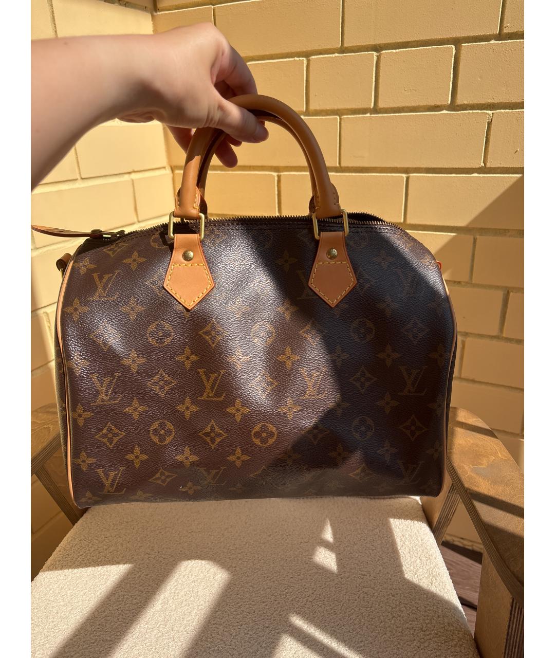 LOUIS VUITTON Коричневая канва сумка с короткими ручками, фото 3