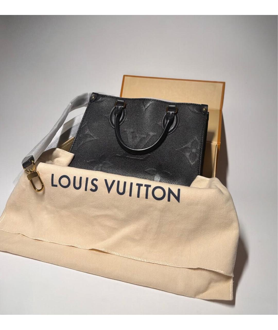LOUIS VUITTON Черная кожаная сумка с короткими ручками, фото 3