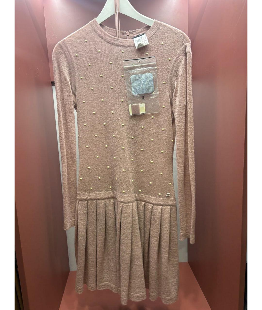 CHANEL Розовое шерстяное платье, фото 6