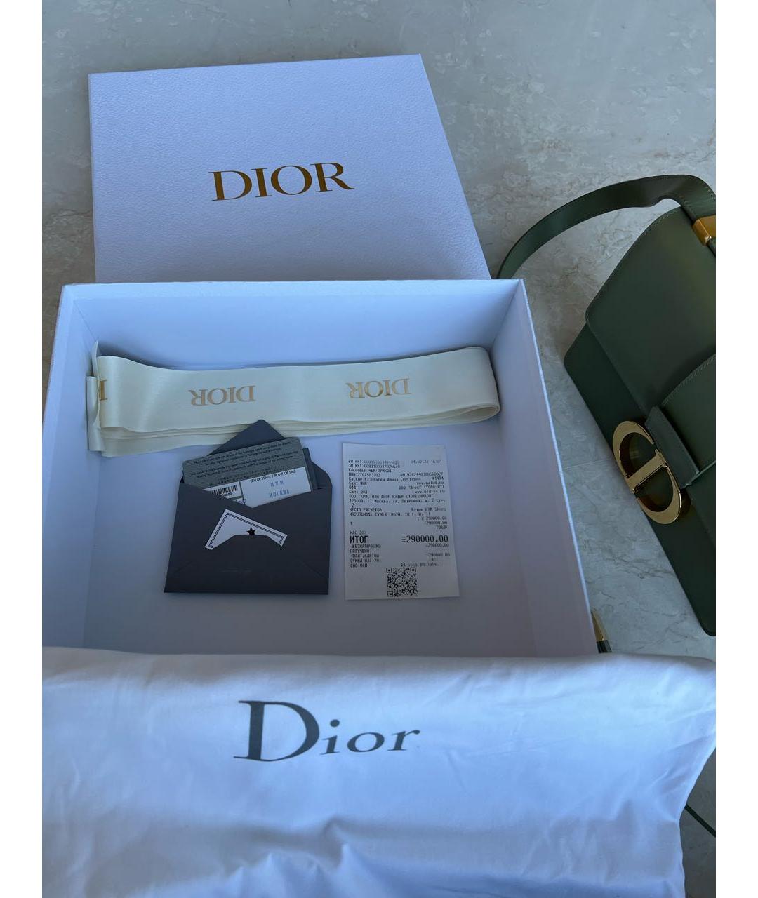 CHRISTIAN DIOR Зеленая кожаная сумка через плечо, фото 5