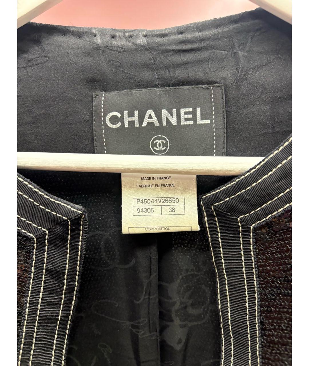 CHANEL Черный полиэстеровый жакет/пиджак, фото 3