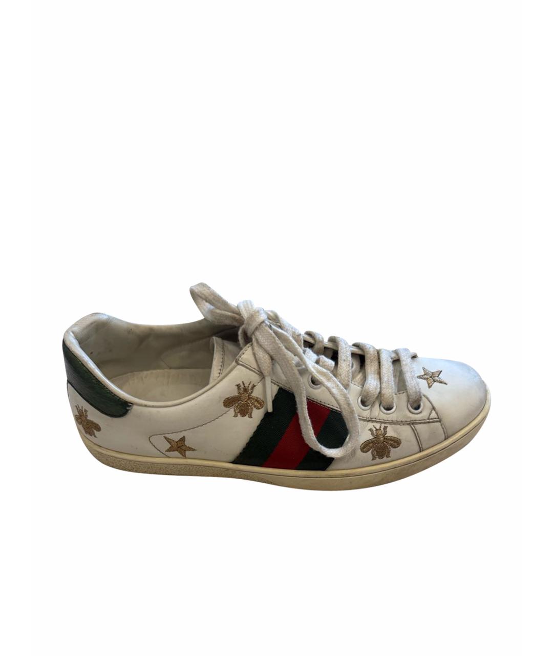 GUCCI Белые низкие кроссовки / кеды из искусственной кожи, фото 1