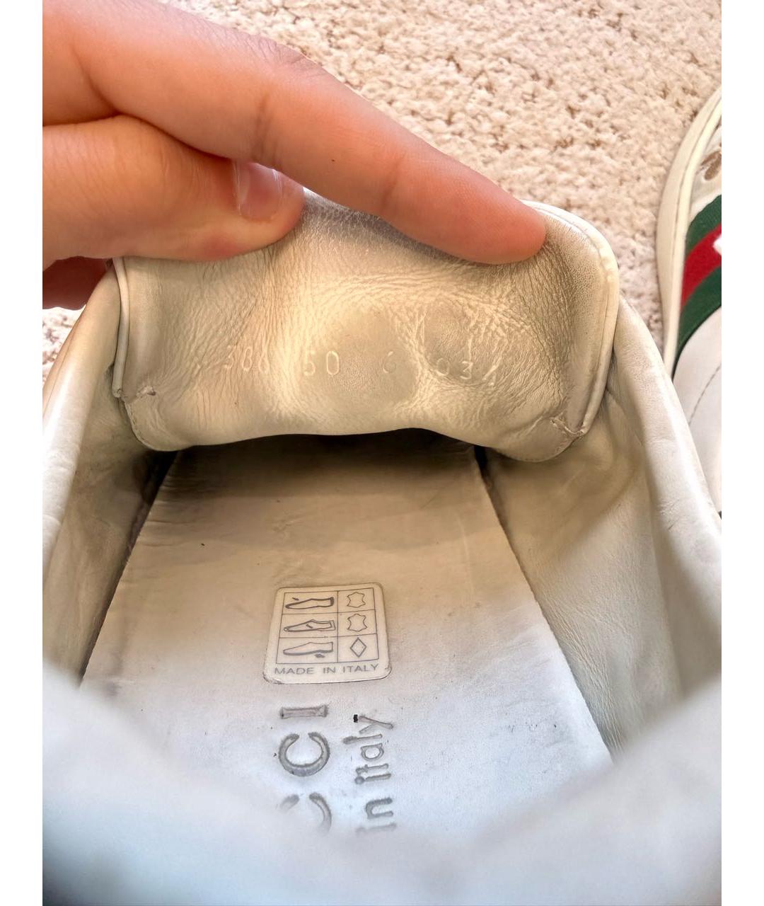 GUCCI Белые низкие кроссовки / кеды из искусственной кожи, фото 5
