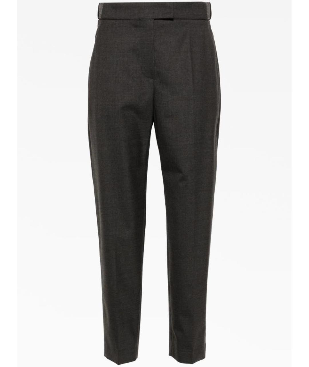 BRUNELLO CUCINELLI Серые шерстяные брюки узкие, фото 4