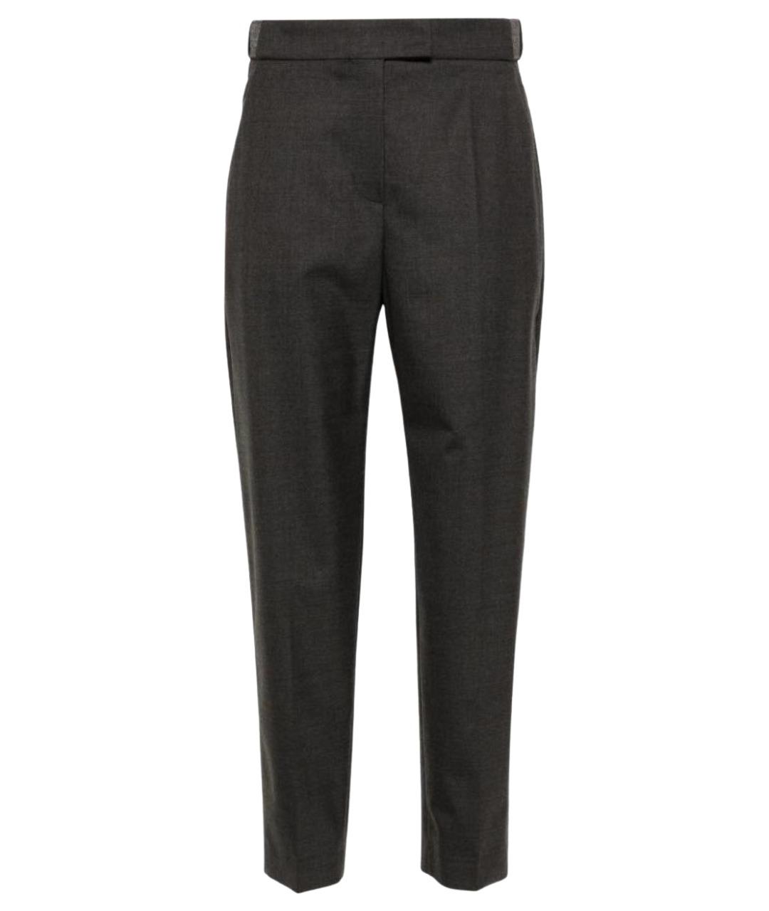 BRUNELLO CUCINELLI Серые шерстяные брюки узкие, фото 1