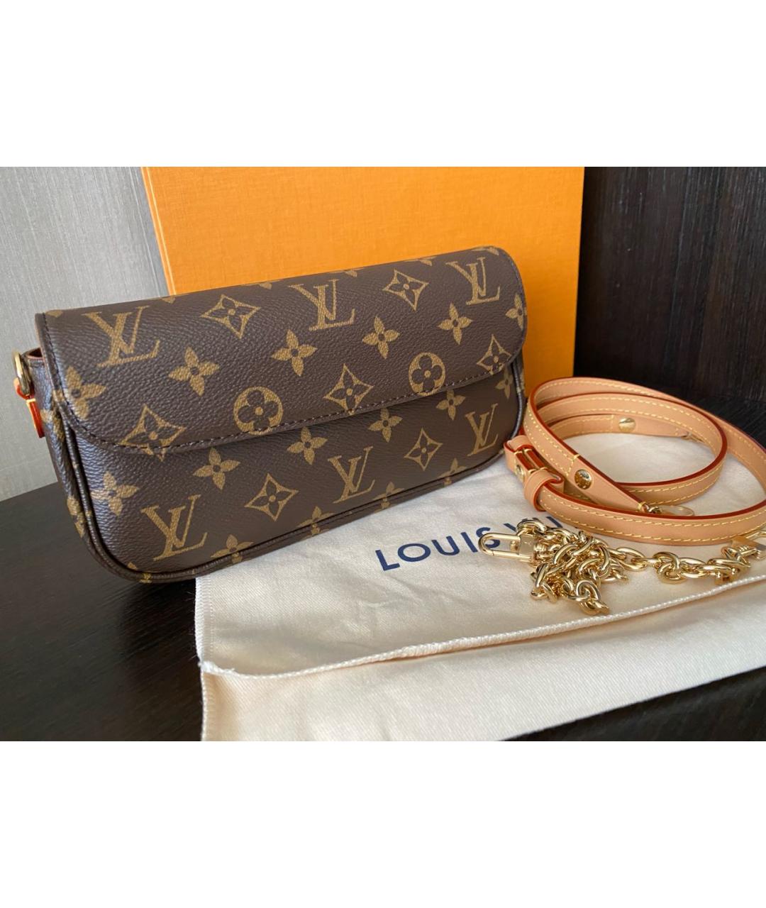 LOUIS VUITTON Коричневая канва сумка через плечо, фото 3