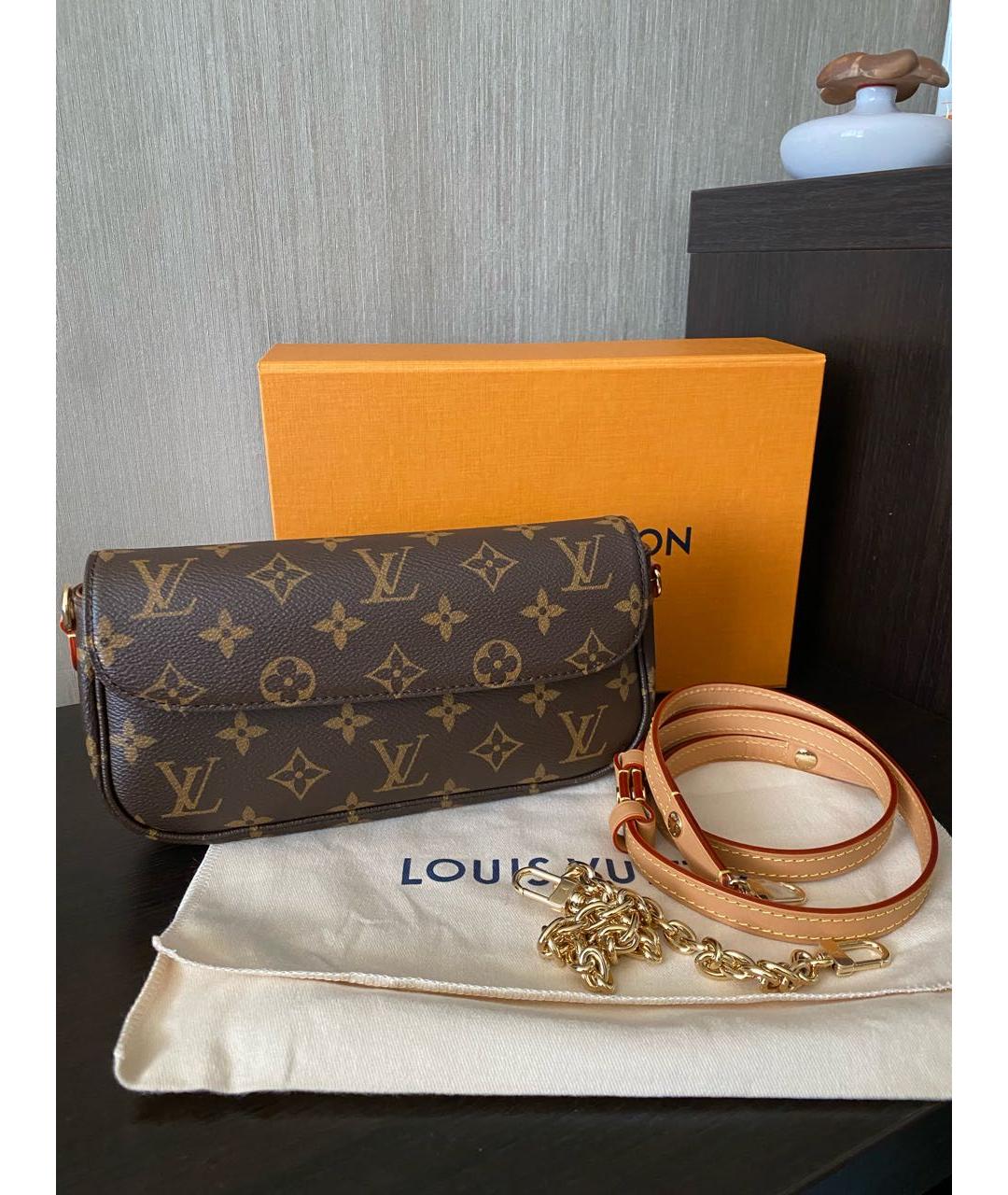 LOUIS VUITTON Коричневая канва сумка через плечо, фото 9