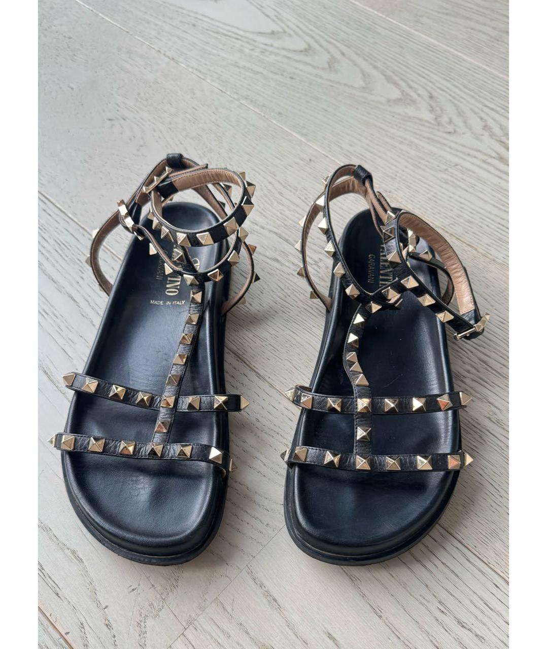 VALENTINO Черные кожаные сандалии, фото 4