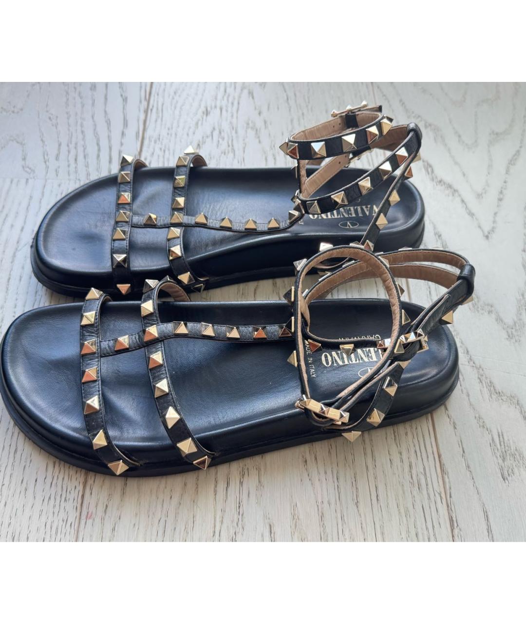 VALENTINO Черные кожаные сандалии, фото 6