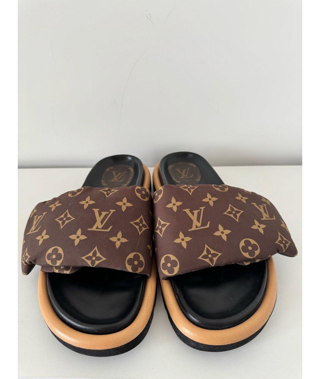 LOUIS VUITTON Коричневые текстильные шлепанцы, фото 2