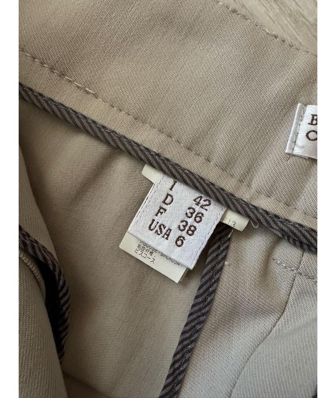 BRUNELLO CUCINELLI Бежевые шерстяные брюки узкие, фото 5