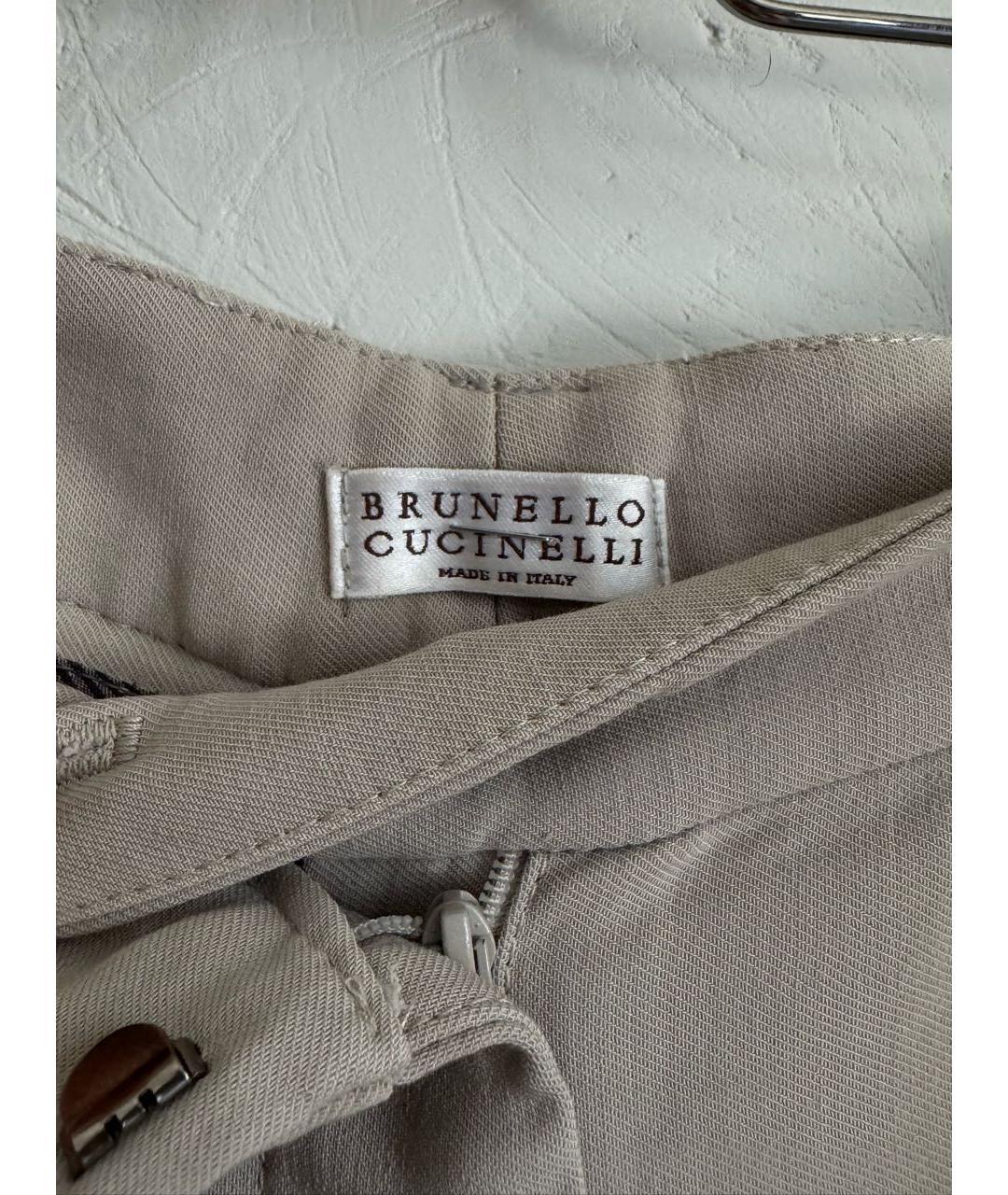 BRUNELLO CUCINELLI Бежевые шерстяные брюки узкие, фото 4