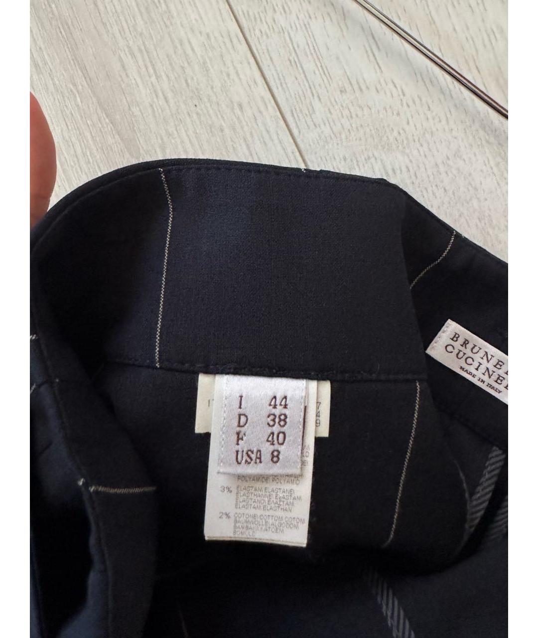 BRUNELLO CUCINELLI Темно-синие шерстяные брюки узкие, фото 6