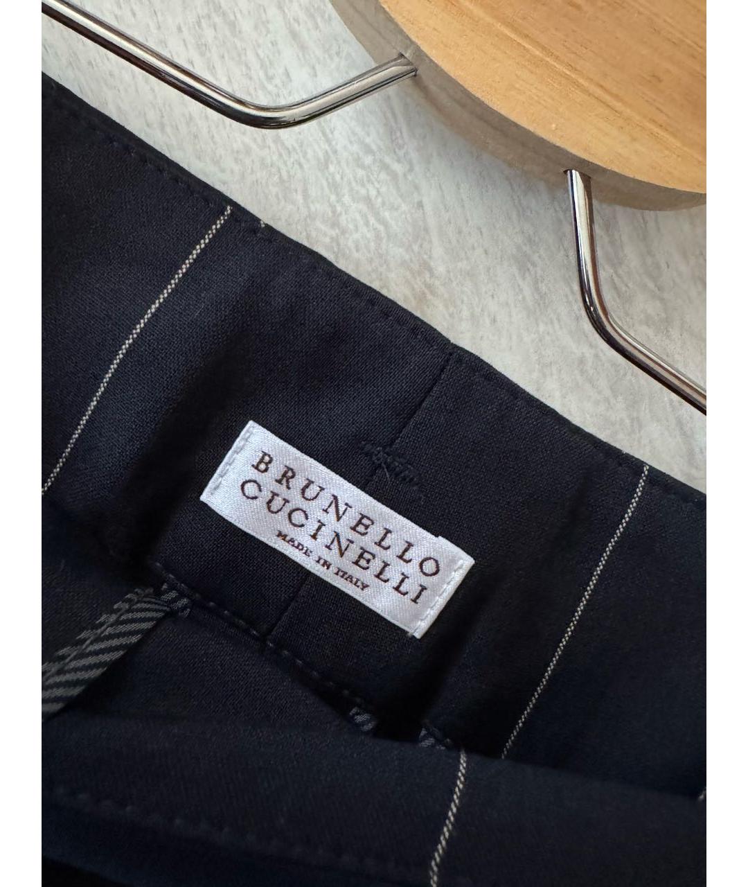 BRUNELLO CUCINELLI Темно-синие шерстяные брюки узкие, фото 5