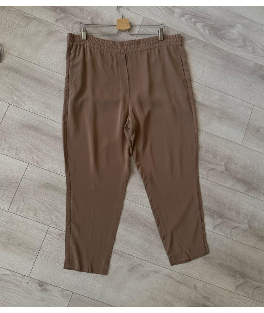 BRUNELLO CUCINELLI Коричневые шелковые брюки широкие, фото 2