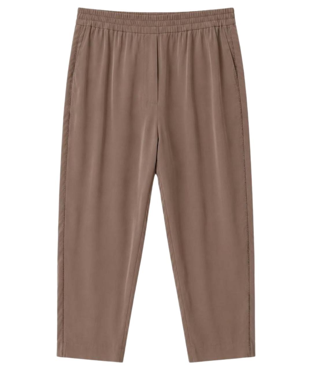 BRUNELLO CUCINELLI Коричневые шелковые брюки широкие, фото 1