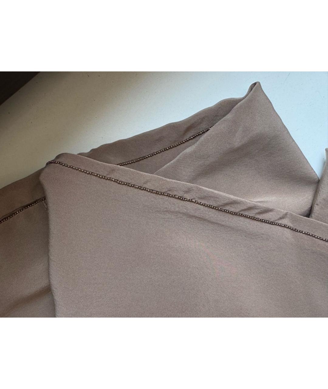 BRUNELLO CUCINELLI Коричневые шелковые брюки широкие, фото 3