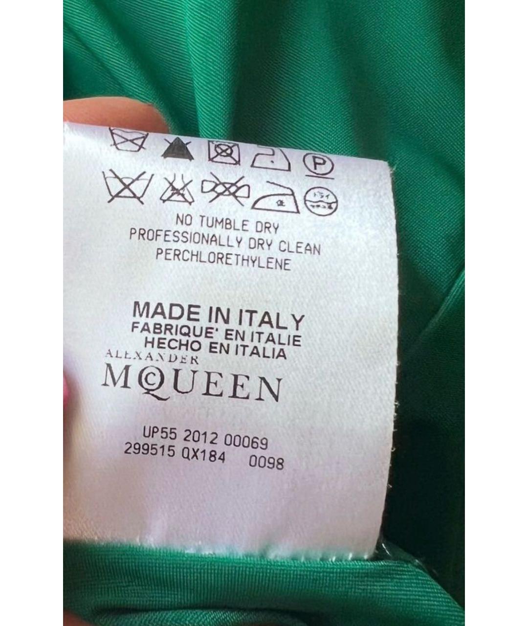 ALEXANDER MCQUEEN Зеленое вискозное коктейльное платье, фото 4