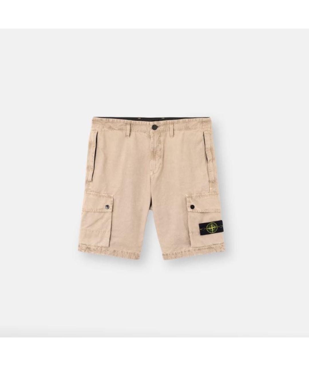 STONE ISLAND Бежевые хлопковые шорты, фото 7