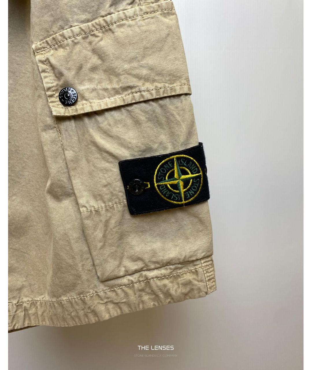 STONE ISLAND Бежевые хлопковые шорты, фото 5