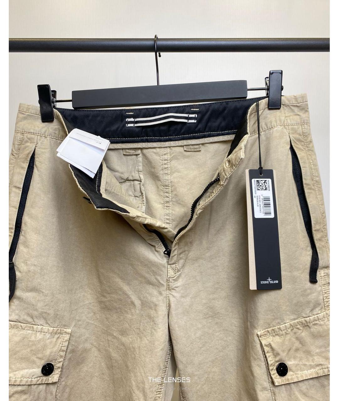 STONE ISLAND Бежевые хлопковые шорты, фото 4