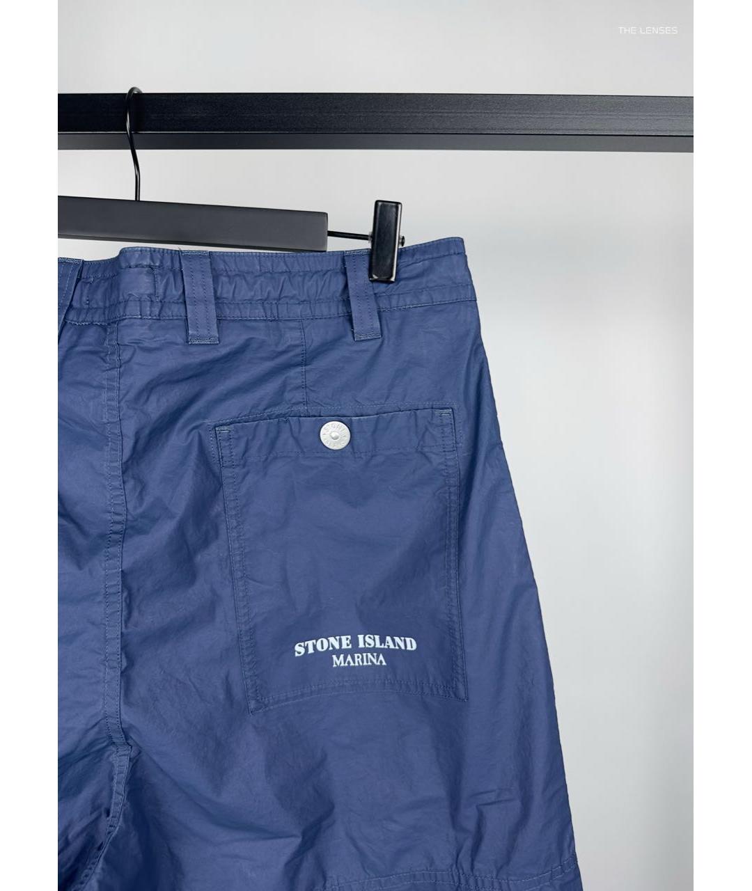 STONE ISLAND Темно-синие хлопковые повседневные брюки, фото 4