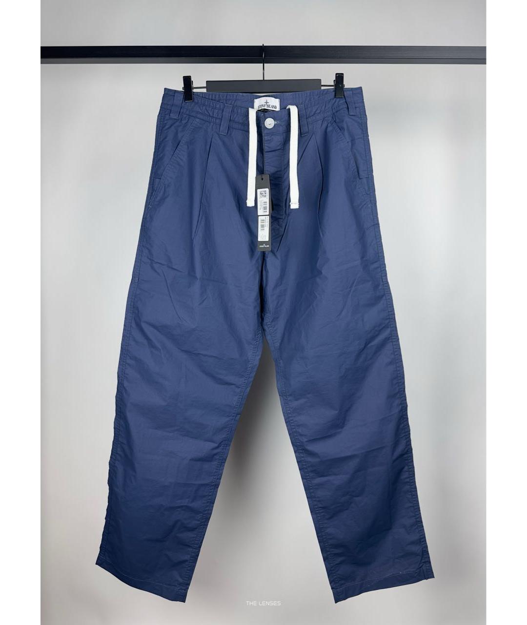 STONE ISLAND Темно-синие хлопковые повседневные брюки, фото 8