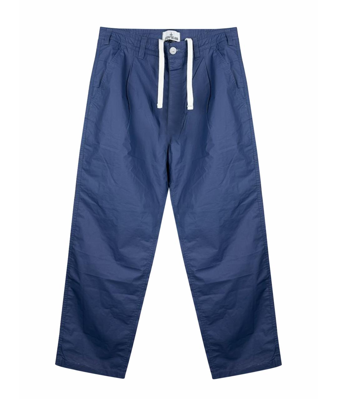 STONE ISLAND Темно-синие хлопковые повседневные брюки, фото 1