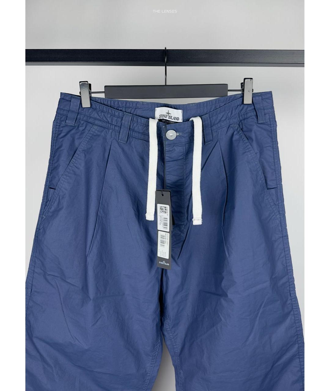 STONE ISLAND Темно-синие хлопковые повседневные брюки, фото 6