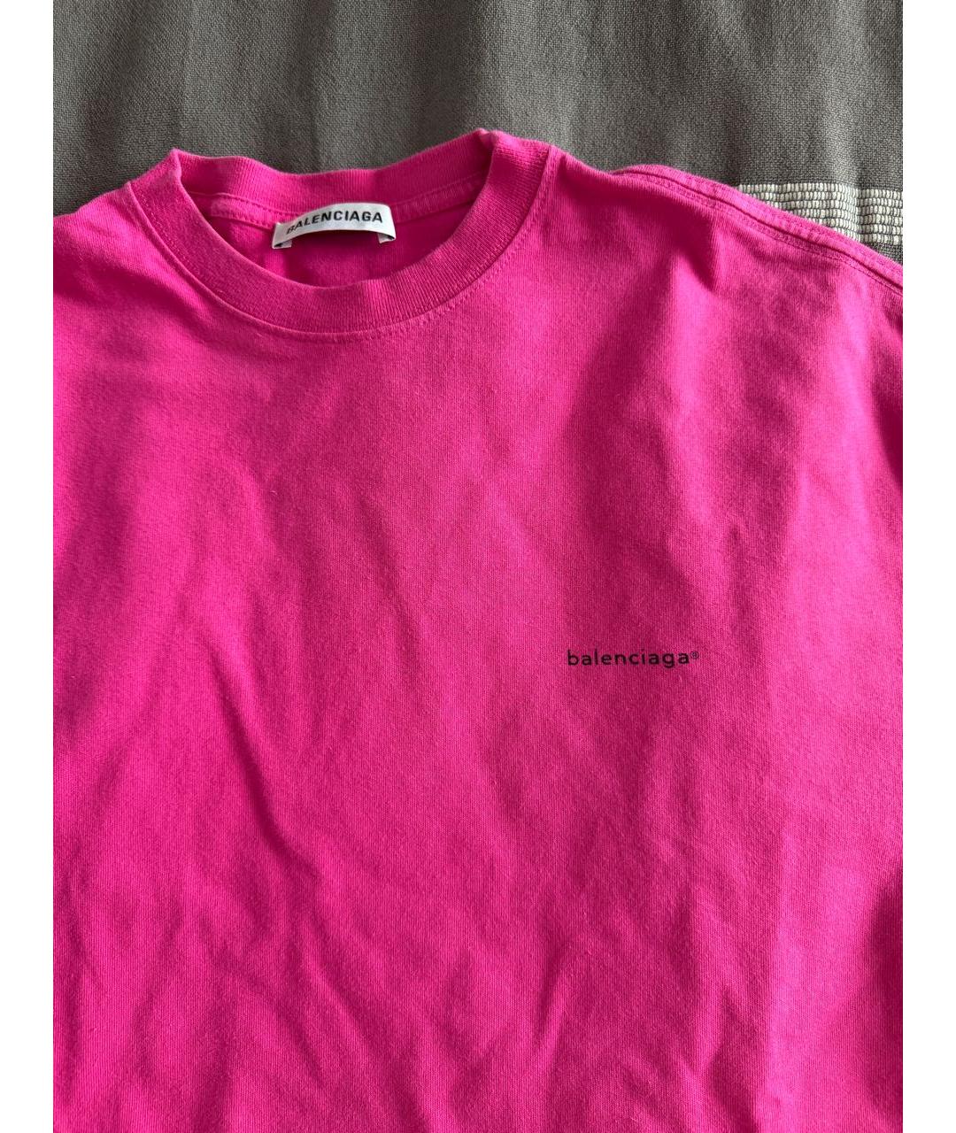 BALENCIAGA Розовая хлопковая футболка, фото 3