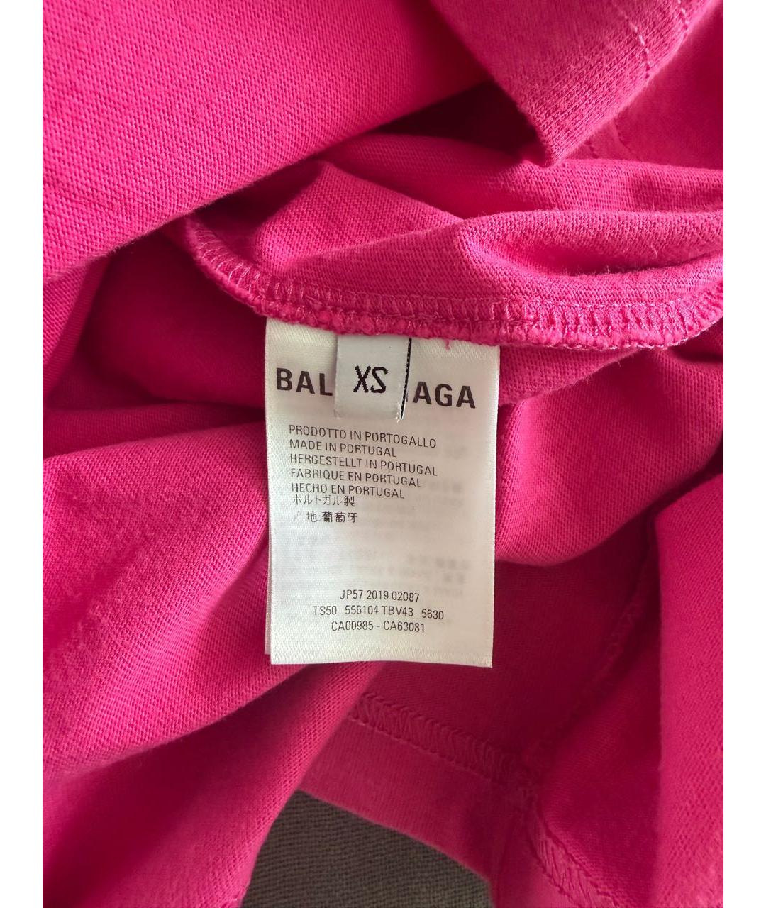 BALENCIAGA Розовая хлопковая футболка, фото 4