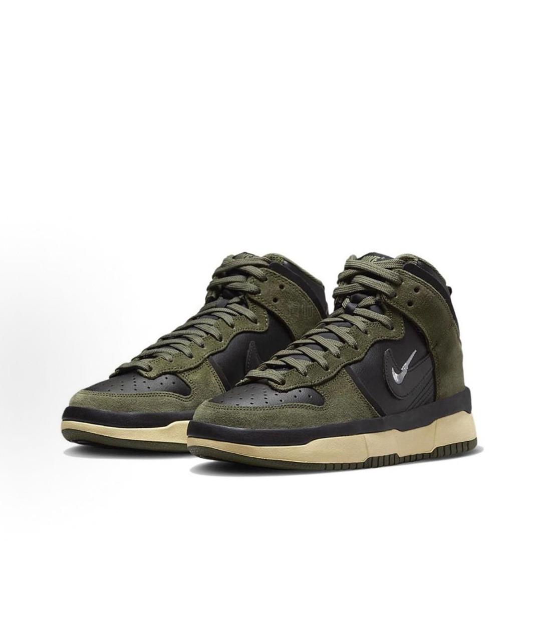 NIKE Хаки кожаные высокие кроссовки / кеды, фото 2