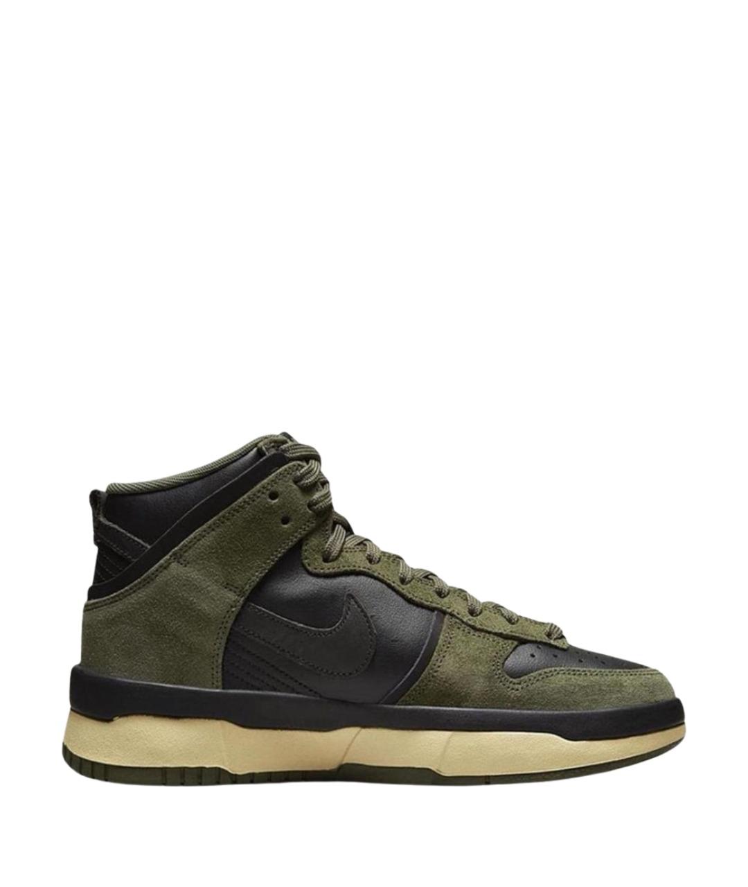 NIKE Хаки кожаные высокие кроссовки / кеды, фото 1