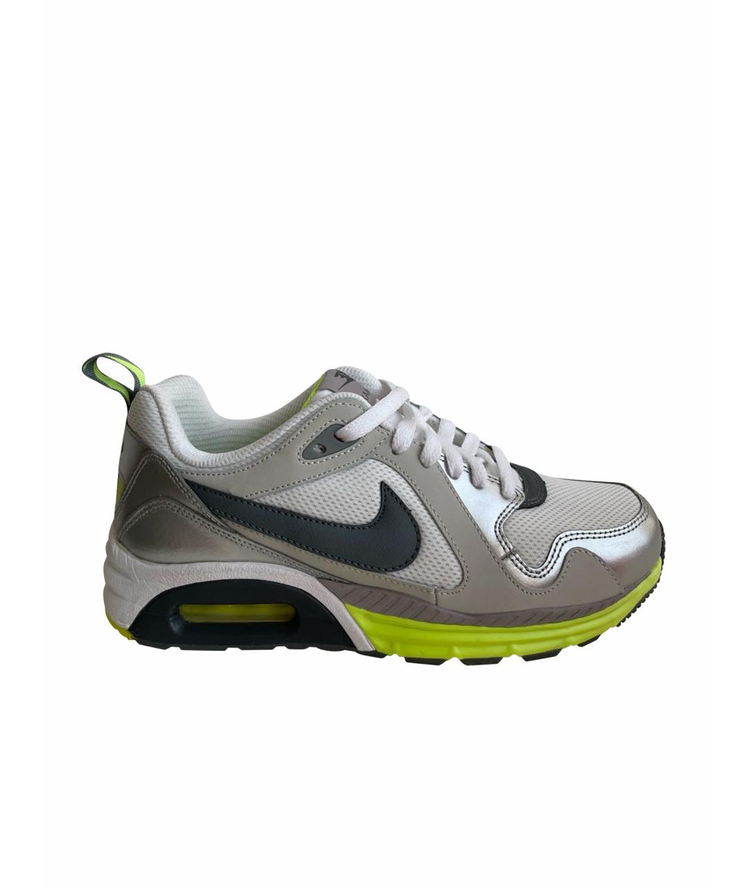 NIKE Серебряные кожаные кроссовки, фото 1