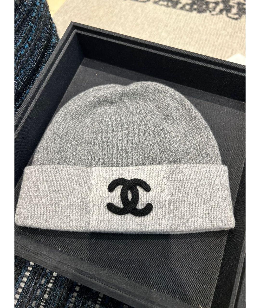 CHANEL Антрацитовая кашемировая шапка, фото 4
