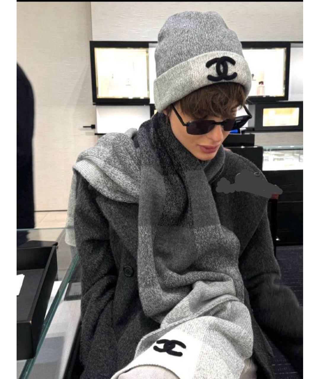 CHANEL Антрацитовая кашемировая шапка, фото 2