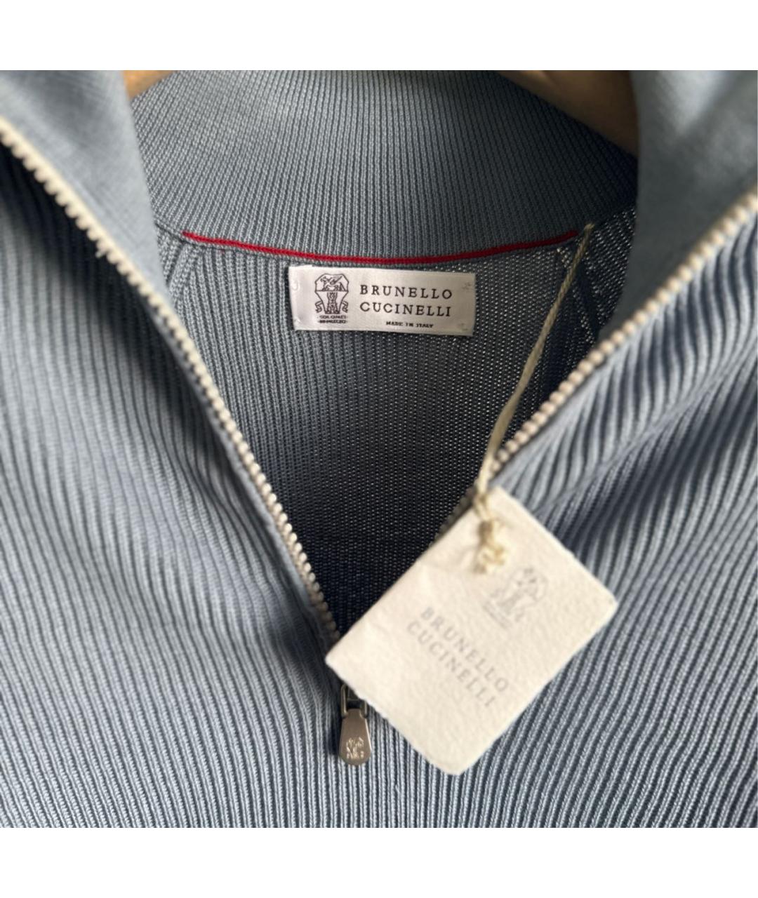 BRUNELLO CUCINELLI Голубой хлопковый джемпер / свитер, фото 3