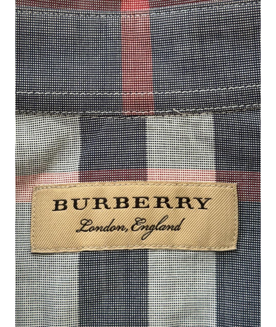 BURBERRY Темно-синяя хлопковая кэжуал рубашка, фото 6