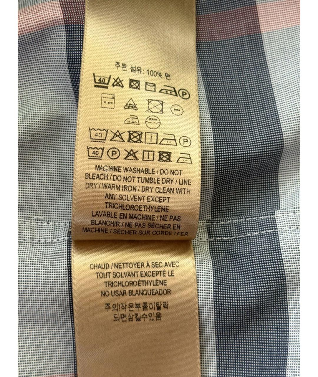 BURBERRY Темно-синяя хлопковая кэжуал рубашка, фото 8