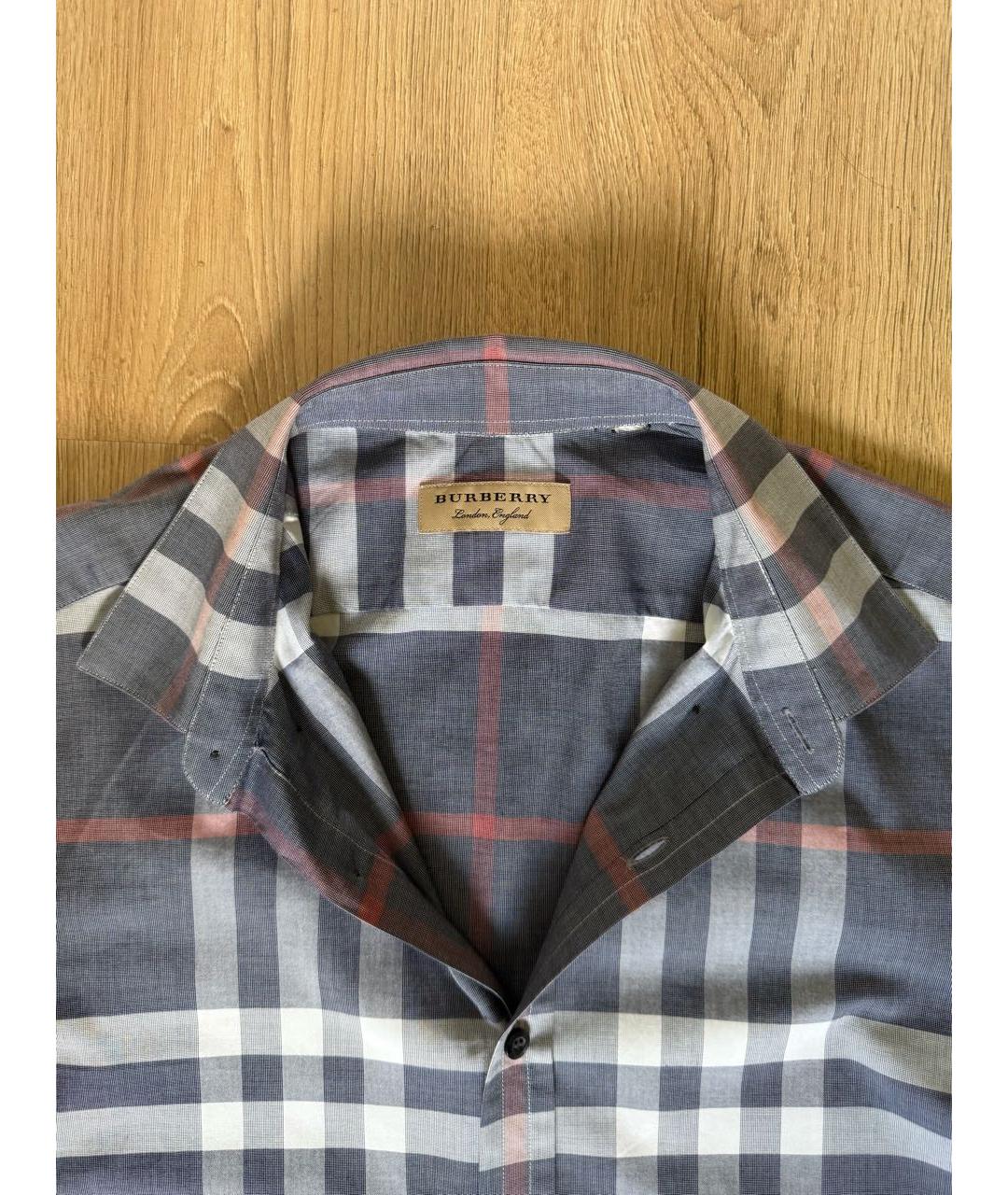 BURBERRY Темно-синяя хлопковая кэжуал рубашка, фото 3