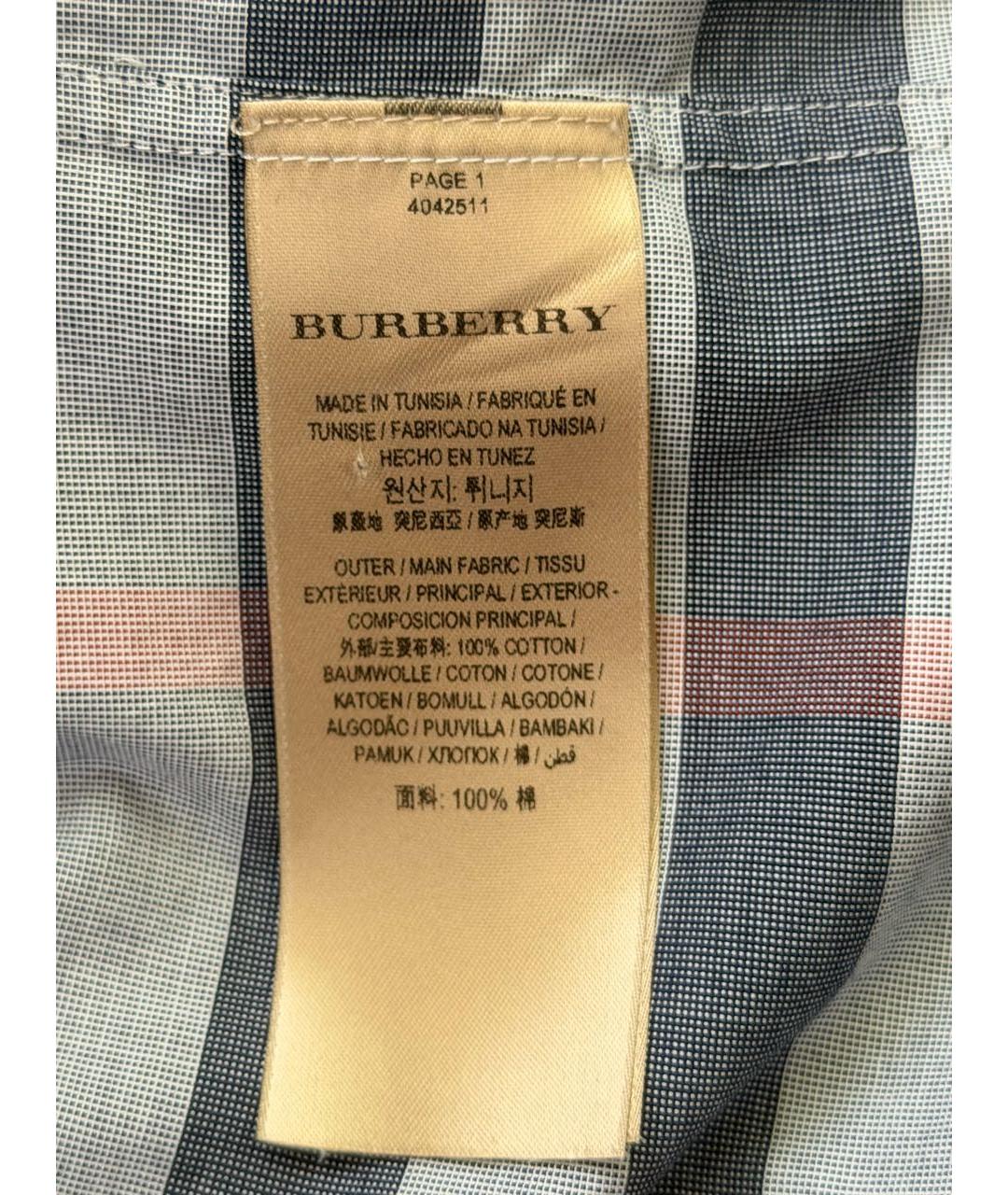 BURBERRY Темно-синяя хлопковая кэжуал рубашка, фото 7