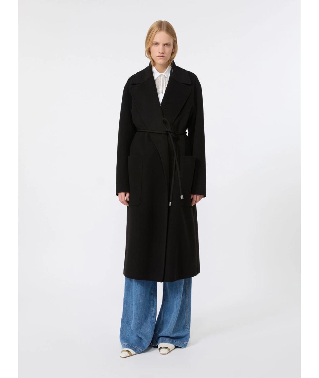 SPORTMAX Черное шерстяное пальто, фото 3