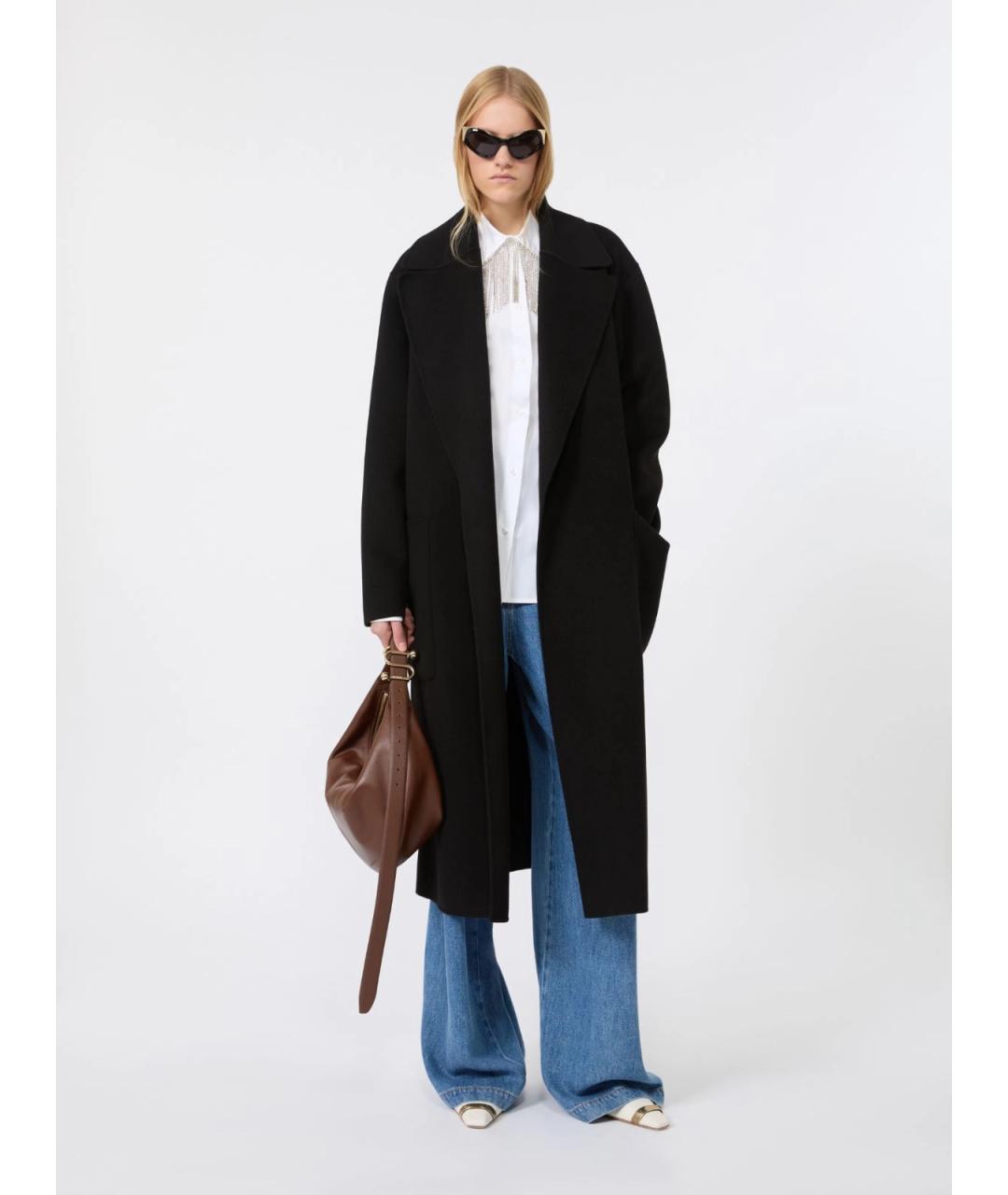 SPORTMAX Черное шерстяное пальто, фото 2