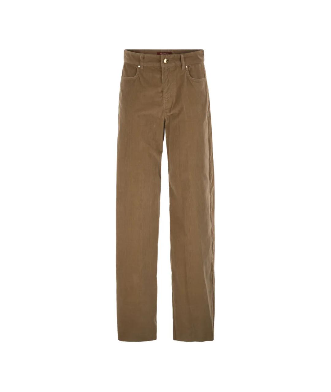 MAX MARA STUDIO Бежевые хлопковые прямые брюки, фото 1